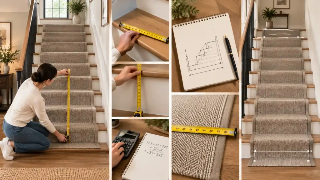 Measuring stair carpet, tread, riser and runner width - Hasida Rugs Collection