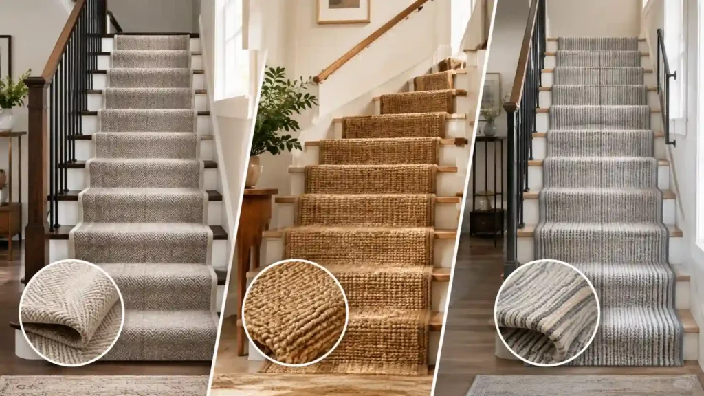 Stair carpet runners in varied textures and materials - Hasida Rugs Collection