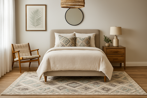 Modern rug in bedroom - Hasida rug collection