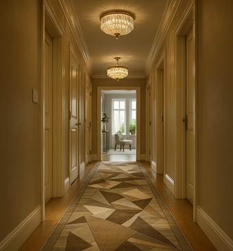 Tufted wool rug in hallway - Hasida Rug Collection