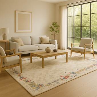 Tufted wool rug in living room- Hasida Rug Collection