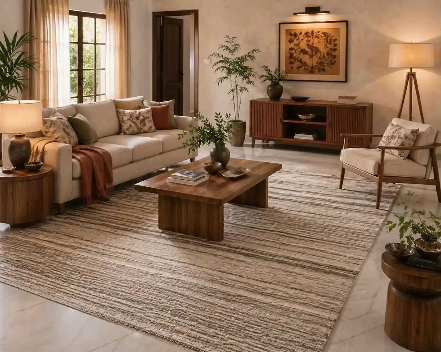 Handloom woven rug closeup