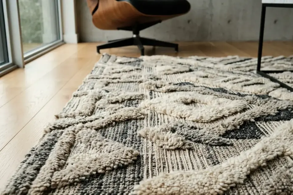 High-low pile handmade rug with textured surface adding depth– Hasida Rugs Collection