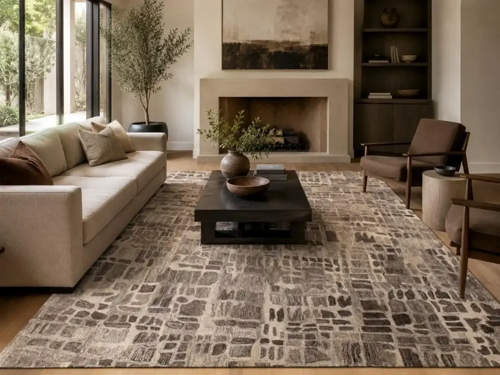 Premium wool rug with rich texture and durable weave in a modern living space 1
