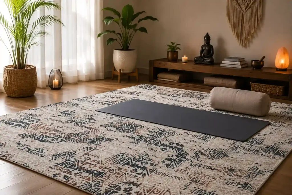 Textured chenille rug for yoga space – Hasida Rugs Collection
